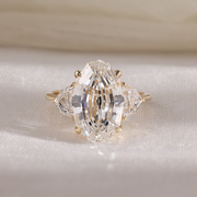 Ready-to-Ship 5.60 CT Step Oval Three-Stone Lab-Grown Diamond Ring | 14K Yellow Gold